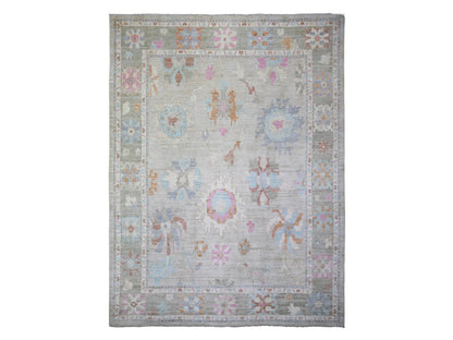 Oushak Oushak hand-knotted wool rug in Gray & Green, 11'10" x 15'5" — SKU O073147