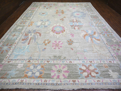 Oushak Oushak hand-knotted wool rug in Gray & Green, 11'10" x 15'5" — SKU O073147 (view 2)