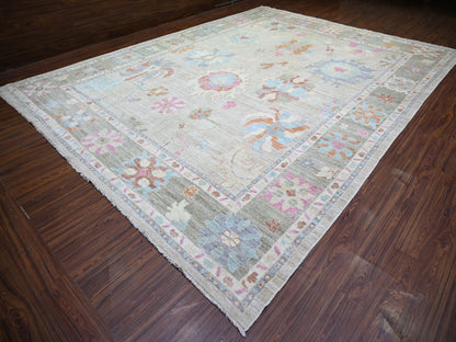 Grey 11'10" x 15'5" Oushak And Peshawar Hand knotted Wool Rug - Sku: O073147