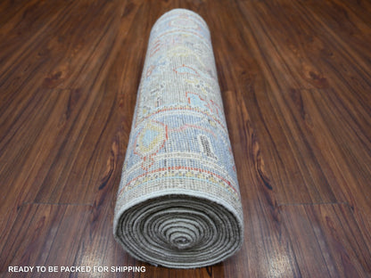 Oushak Oushak hand-knotted wool runner in Gray & Blue, 2'6" x 19'8" — SKU O073179 (view 4)