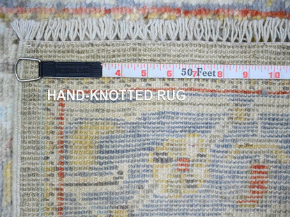 Grey 2'6" x 19'8" Oushak And Peshawar Hand knotted Wool Rug - Sku: O073179