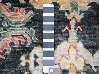 Black 6'7" x 9'5" Oushak And Peshawar Hand knotted Wool Rug - Sku: O073272