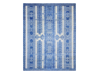 Blue 8'1" x 9'9" Oushak And Peshawar Hand knotted Wool Rug - Sku: O073274