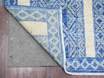 Blue 8'1" x 9'9" Oushak And Peshawar Hand knotted Wool Rug - Sku: O073274