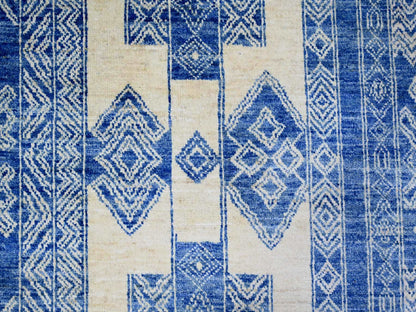 Blue 8'1" x 9'9" Oushak And Peshawar Hand knotted Wool Rug - Sku: O073274