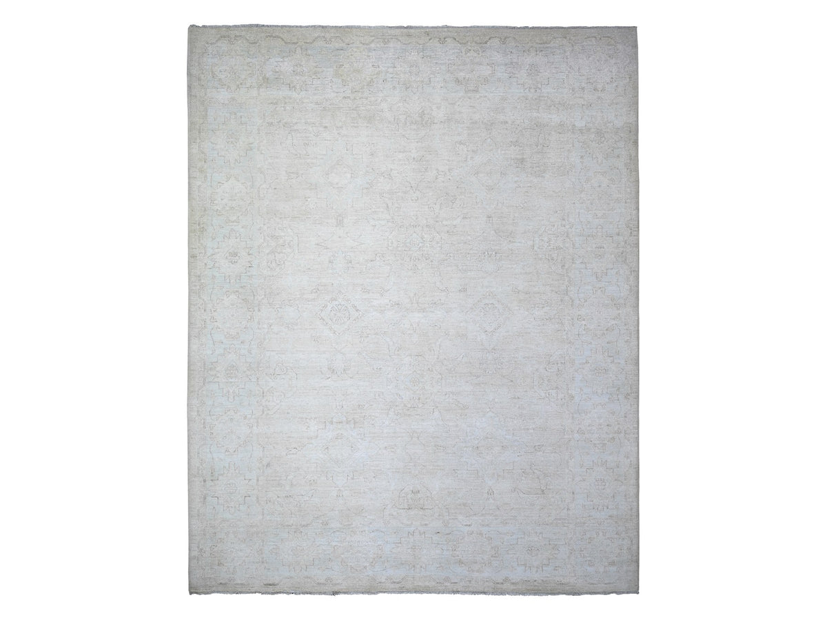 Peshawar Oushak hand-knotted wool rug in Ivory, 8' x 9'8" — SKU O073278