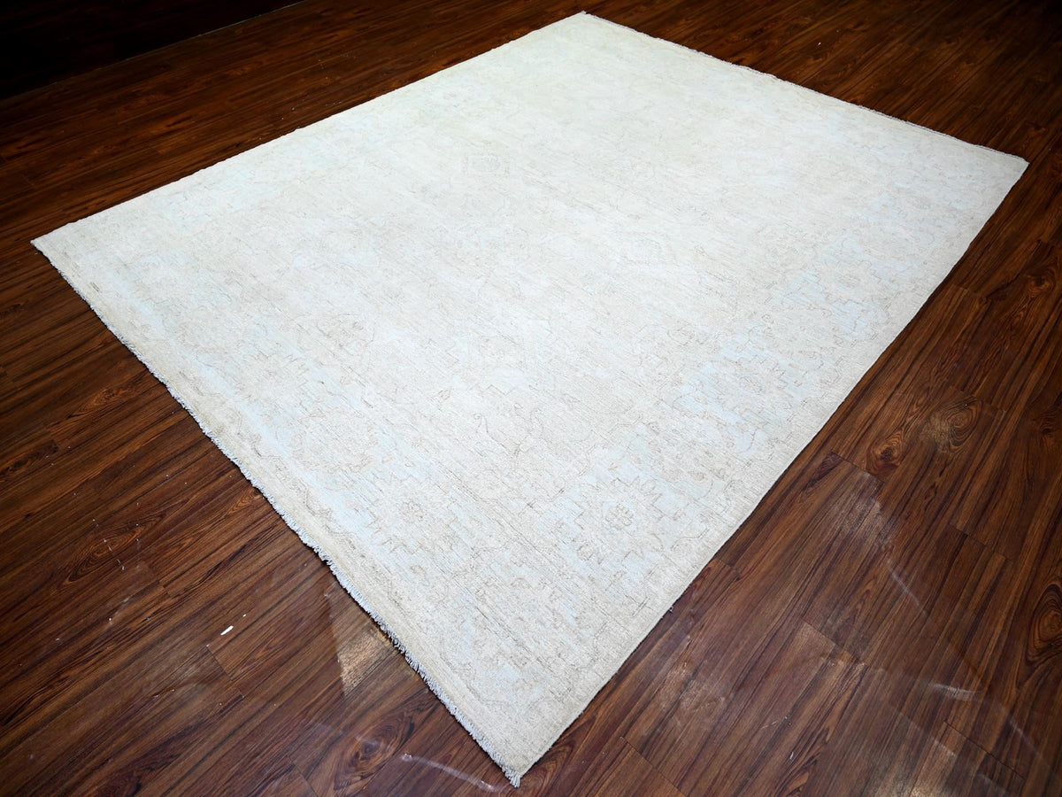 Peshawar Oushak hand-knotted wool rug in Ivory, 8' x 9'8" — SKU O073278 (view 3)