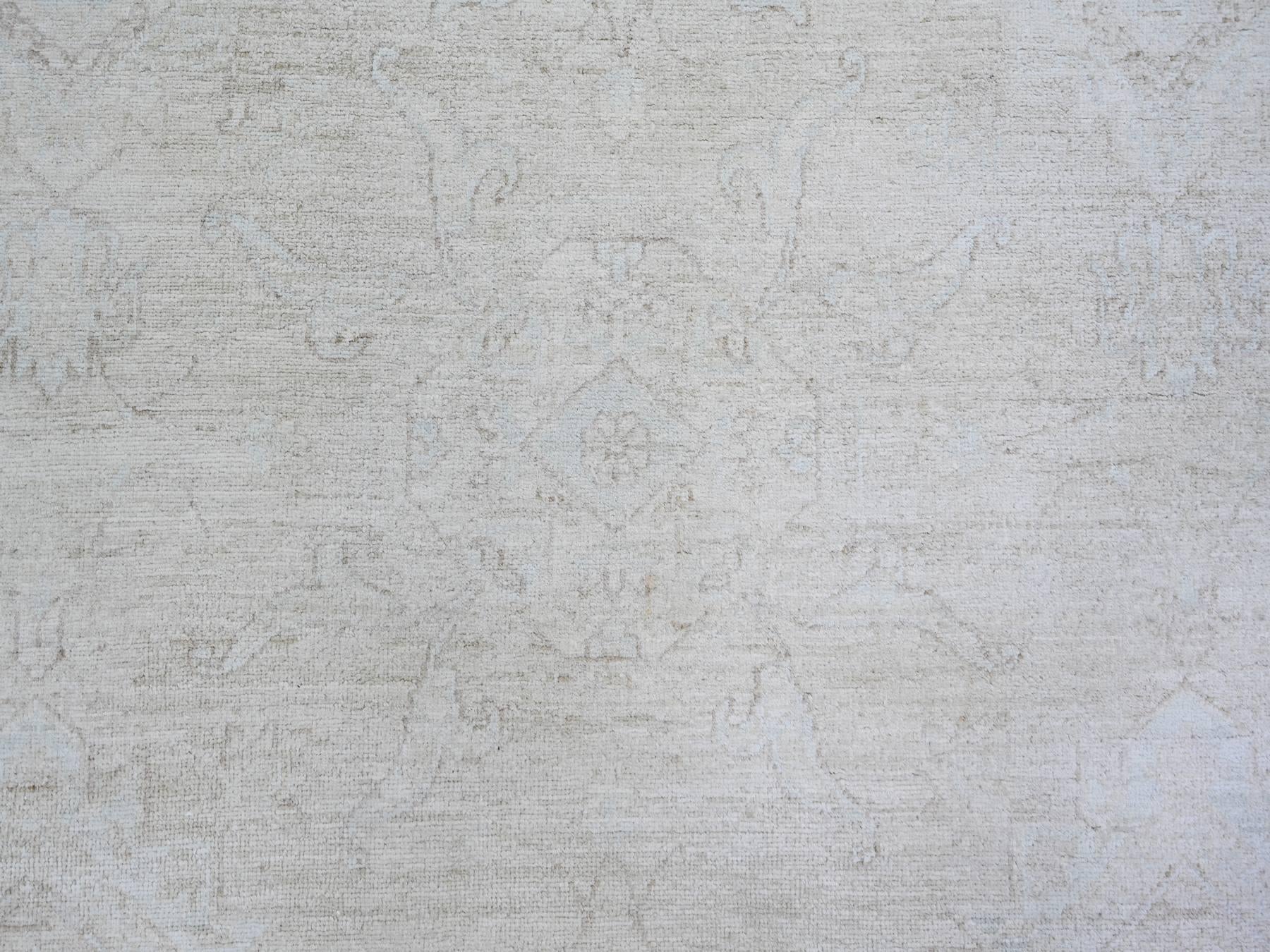 Peshawar Oushak hand-knotted wool rug in Ivory, 8' x 9'8" — SKU O073278 (view 8)