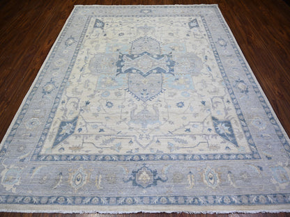 Heriz Oushak hand-knotted wool rug in Ivory & Gray, 7'10" x 9'7" — SKU O073279 (view 2)