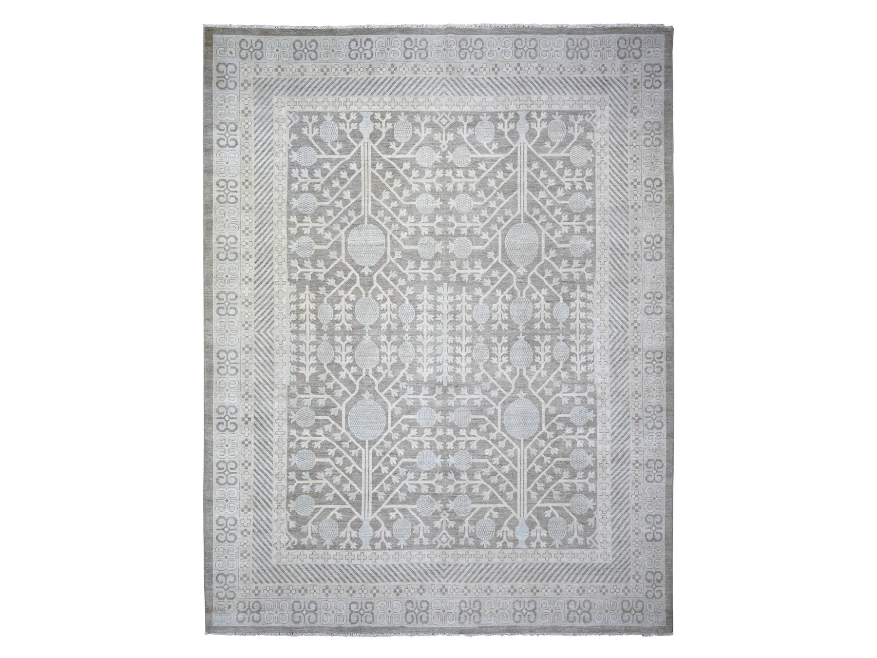 Khotan Khotan hand-knotted wool rug in Gray & Ivory, 11'2" x 14'3" — SKU O073281