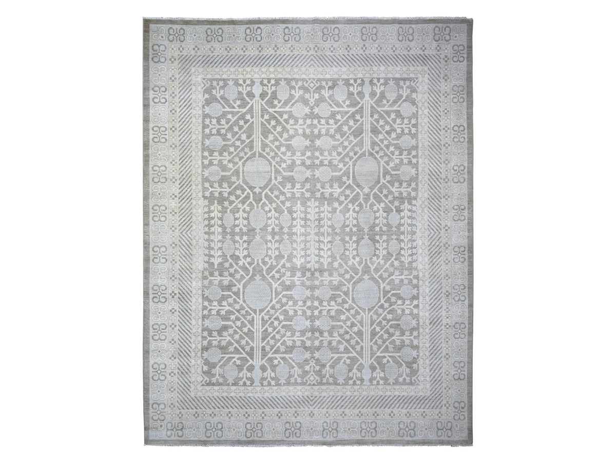 Khotan Khotan hand-knotted wool rug in Gray & Ivory, 11'2" x 14'3" — SKU O073281