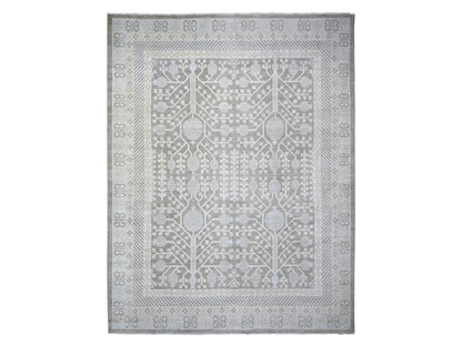 Khotan Khotan hand-knotted wool rug in Gray & Ivory, 11'2" x 14'3" — SKU O073281