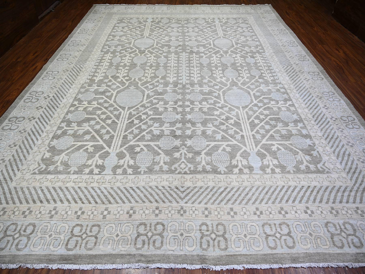 Khotan Khotan hand-knotted wool rug in Gray & Ivory, 11'2" x 14'3" — SKU O073281 (view 2)