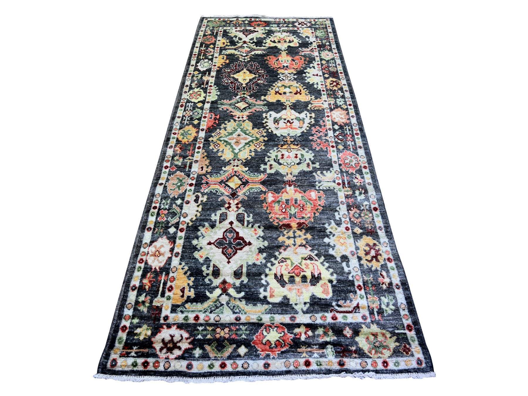 Black 4'4" x 9'6" Oushak / Peshawar Hand knotted Wool Rug - Sku: O073295