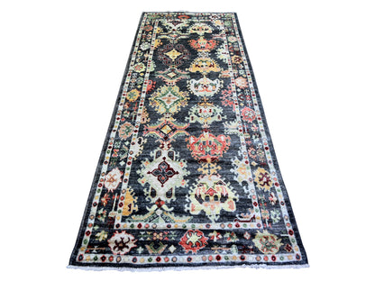 Black 4'4" x 9'6" Oushak And Peshawar Hand knotted Wool Rug - Sku: O073295