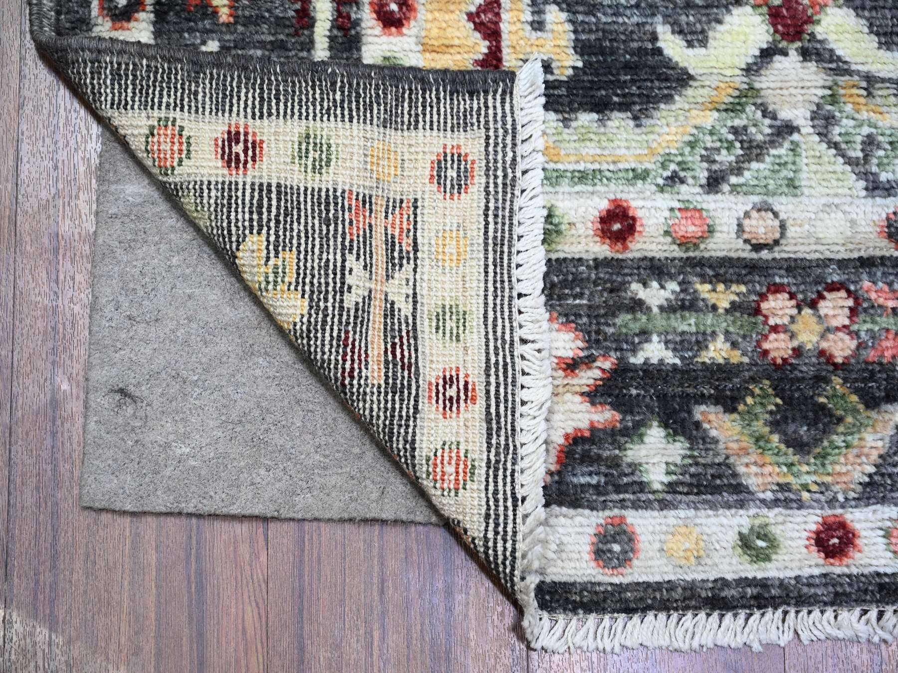 Black 4'4" x 9'6" Oushak / Peshawar Hand knotted Wool Rug - Sku: O073295