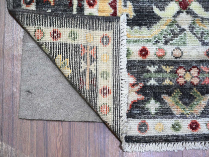 Black 4'4" x 9'6" Oushak And Peshawar Hand knotted Wool Rug - Sku: O073295