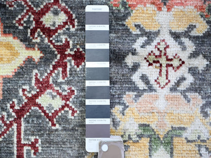 Black 4'4" x 9'6" Oushak And Peshawar Hand knotted Wool Rug - Sku: O073295