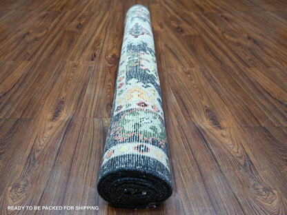 Black 4'4" x 9'6" Oushak And Peshawar Hand knotted Wool Rug - Sku: O073295