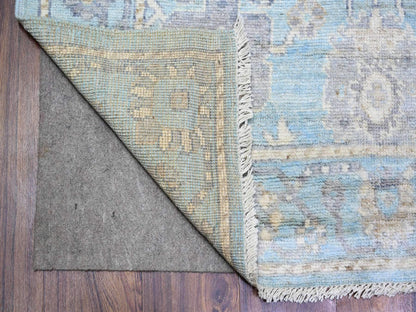 Blue 4'0" x 10'1" Oushak And Peshawar Hand knotted Wool Rug - Sku: O073297