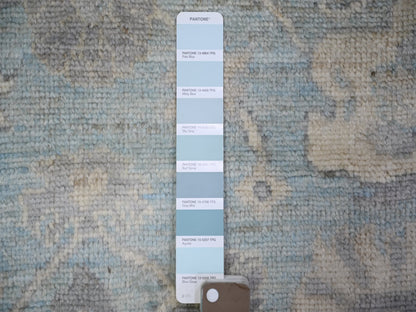 Blue 4'0" x 10'1" Oushak And Peshawar Hand knotted Wool Rug - Sku: O073297