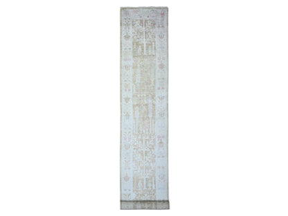 Brown 2'9" x 19'0" Oushak / Peshawar Hand knotted Wool Rug - Sku: O073305