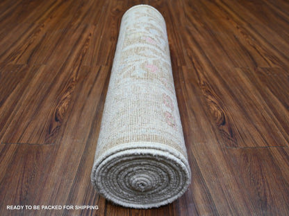 Brown 2'9" x 19'0" Oushak / Peshawar Hand knotted Wool Rug - Sku: O073305
