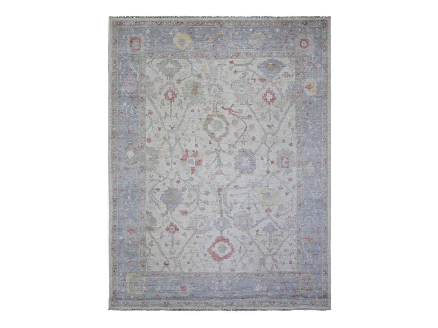 Oushak Oushak hand-knotted wool rug in Ivory & Blue, 8'10" x 11'8" — SKU O073360