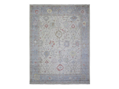 Oushak Oushak hand-knotted wool rug in Ivory & Blue, 8'10" x 11'8" — SKU O073360