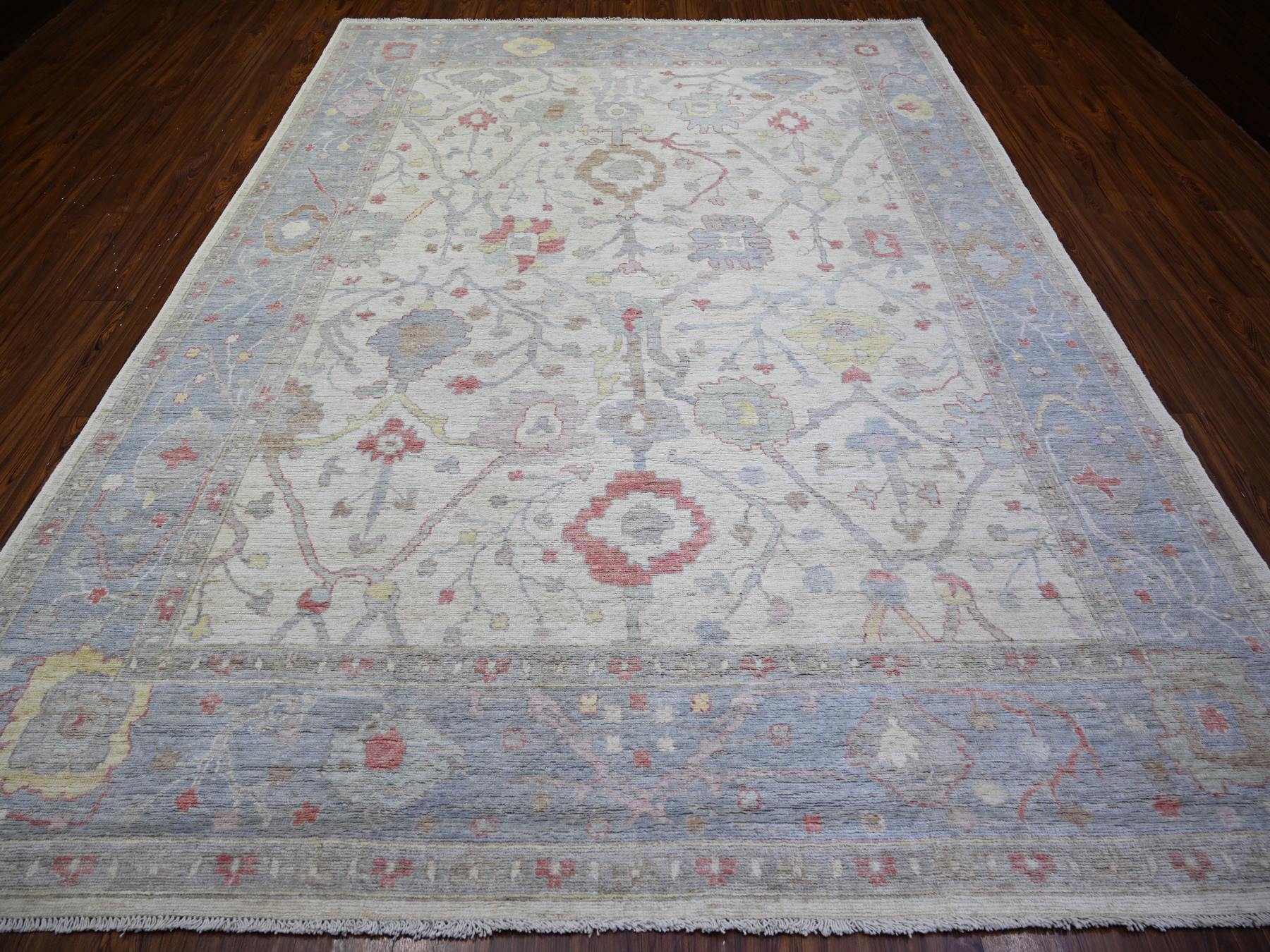 Oushak Oushak hand-knotted wool rug in Ivory & Blue, 8'10" x 11'8" — SKU O073360 (view 2)