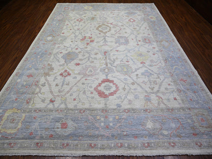 Oushak Oushak hand-knotted wool rug in Ivory & Blue, 8'10" x 11'8" — SKU O073360 (view 2)