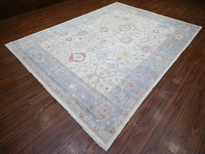 Ivory 8'10" x 11'8" Oushak And Peshawar Hand knotted Wool Rug - Sku: O073360