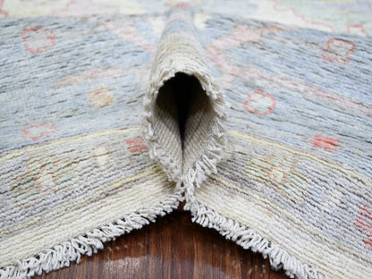 Ivory 8'10" x 11'8" Oushak And Peshawar Hand knotted Wool Rug - Sku: O073360