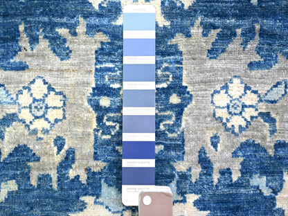 Blue 6'1" x 8'6" Oushak And Peshawar Hand knotted Wool Rug - Sku: O073404
