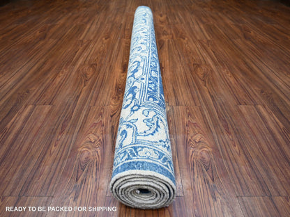 Blue 6'1" x 8'6" Oushak And Peshawar Hand knotted Wool Rug - Sku: O073404