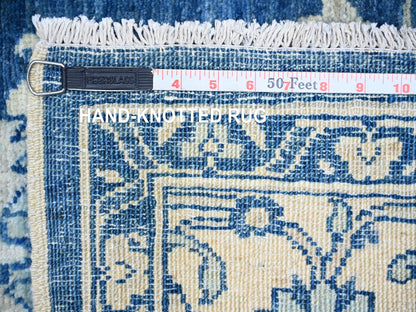 Blue 6'1" x 8'6" Oushak And Peshawar Hand knotted Wool Rug - Sku: O073404