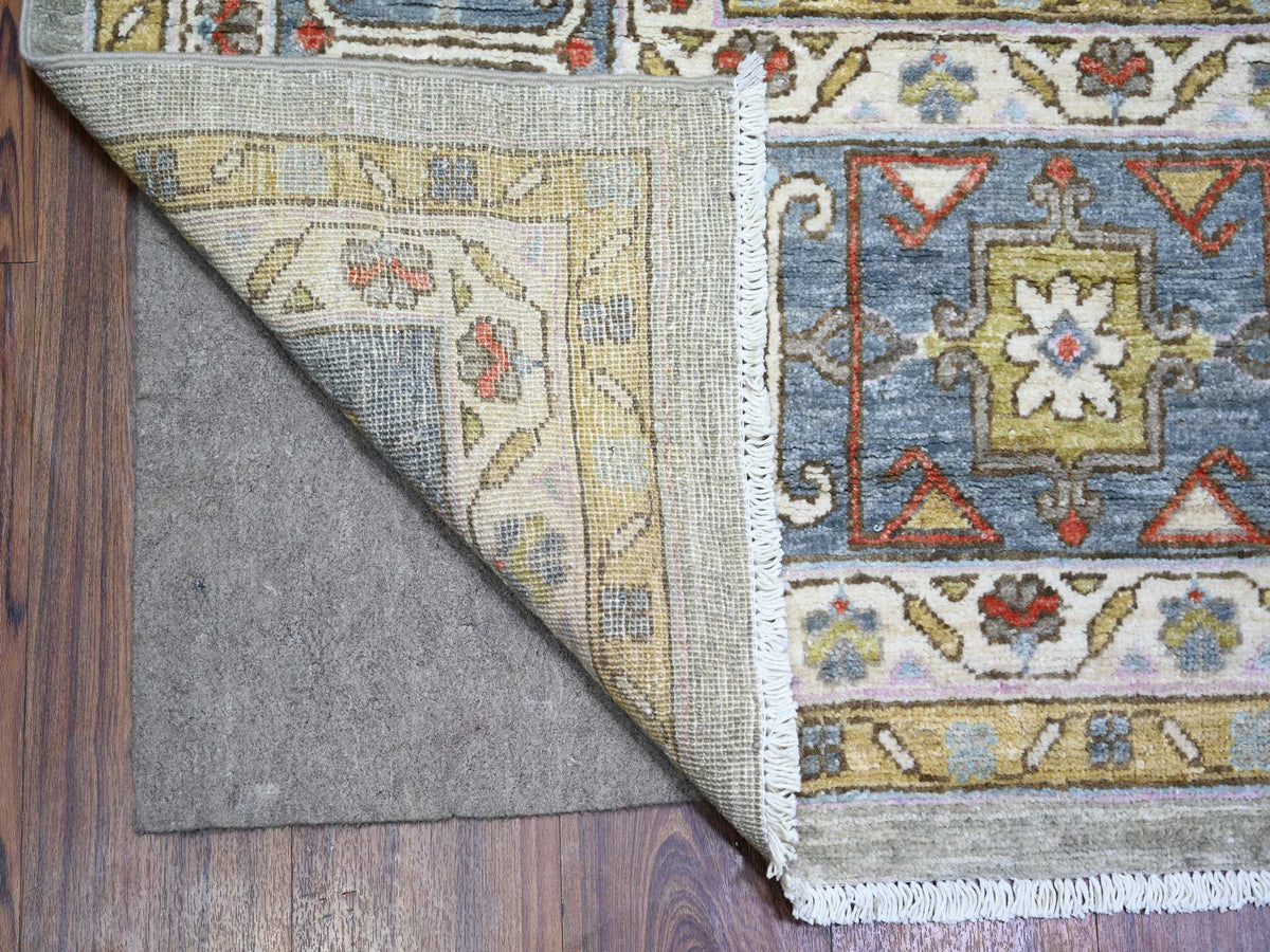 Heriz Oushak hand-knotted wool rug in Gray & Blue, 8'8" x 11'7" — SKU O073406 (view 4)