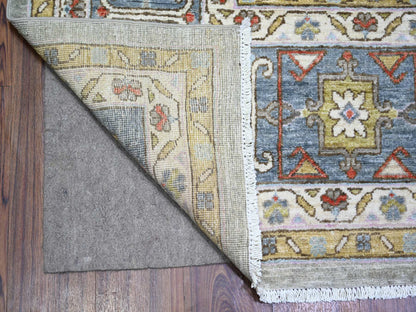 Heriz Oushak hand-knotted wool rug in Gray & Blue, 8'8" x 11'7" — SKU O073406 (view 4)