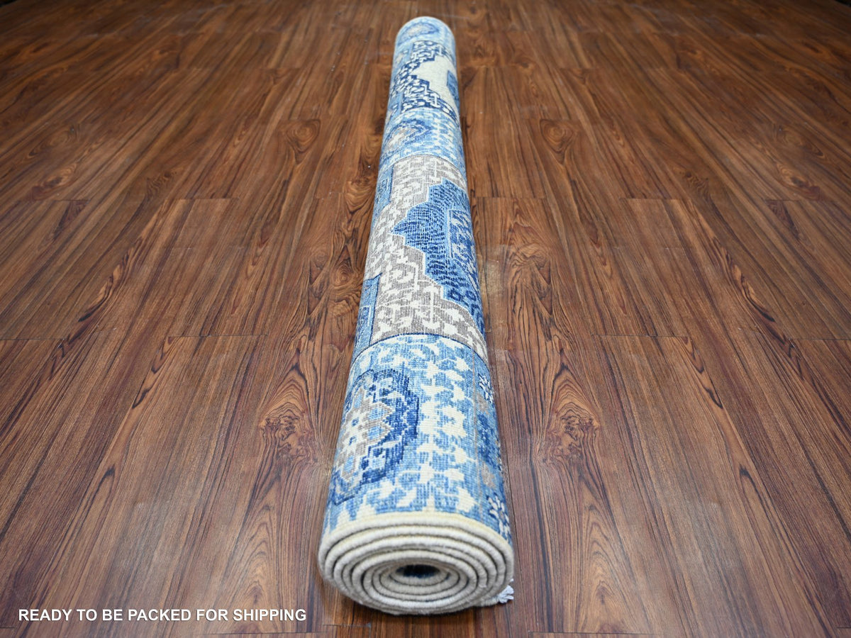 Peshawar Oushak hand-knotted wool rug in Blue, 5'7" x 9'2", SKU O073407 (view 5)