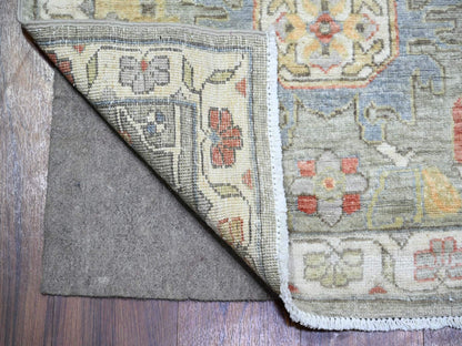 Grey 2'7" x 11'9" Oushak And Peshawar Hand knotted Wool Rug - Sku: O073411