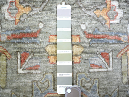 Heriz Oushak hand-knotted wool runner in Gray & Ivory, 2'7" x 11'9" — SKU O073411 (view 3)