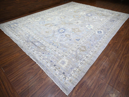 Grey 12'0" x 15'6" Oushak And Peshawar Hand knotted Wool Rug - Sku: O073447