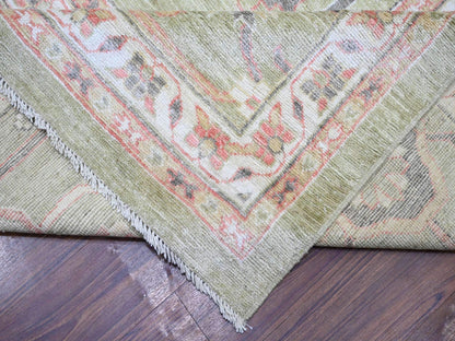 Green 13'10" x 19'8" Oushak / Peshawar Hand knotted Wool Rug - Sku: O073448