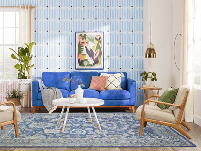 Blue 6'2" x 8'10" Oushak And Peshawar Hand knotted Wool Rug - Sku: O073483