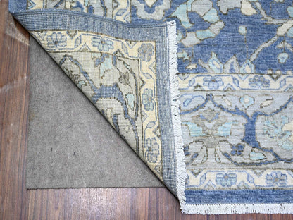 Blue 6'2" x 8'10" Oushak And Peshawar Hand knotted Wool Rug - Sku: O073483