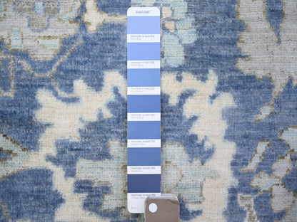 Blue 6'2" x 8'10" Oushak And Peshawar Hand knotted Wool Rug - Sku: O073483