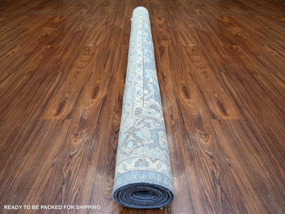 Blue 6'2" x 8'10" Oushak And Peshawar Hand knotted Wool Rug - Sku: O073483