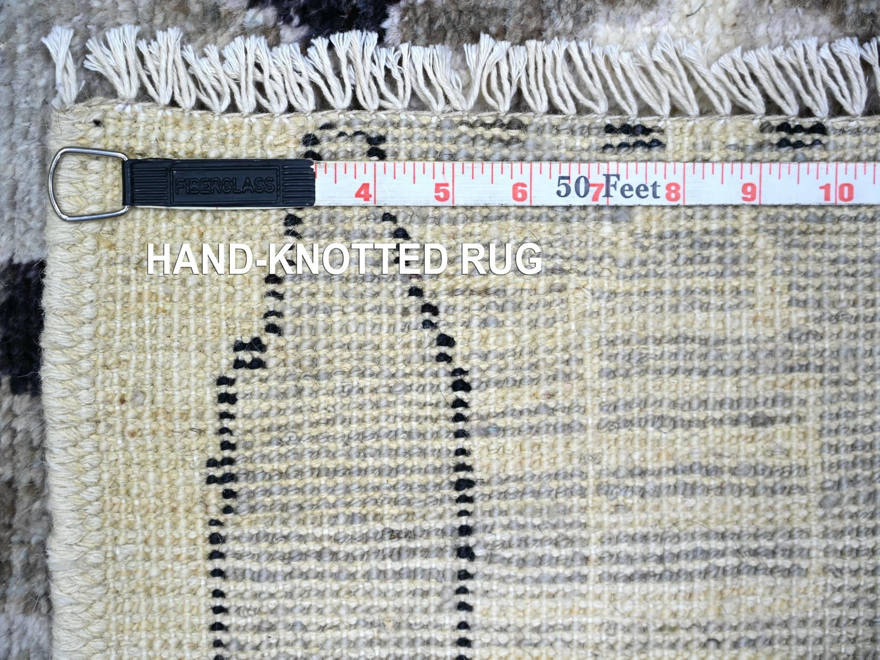 Tribal & Geometric hand-knotted wool runner in Ivory, 2'7" x 9'9" — SKU O073489 (view 6)