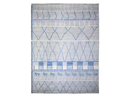 Tribal & Geometric hand-knotted wool rug in Gray, 11'9" x 15'7" — SKU O073491