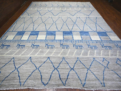 Grey 11'9" x 15'7" Tribal & Geometric Hand knotted Wool Rug - Sku: O073491